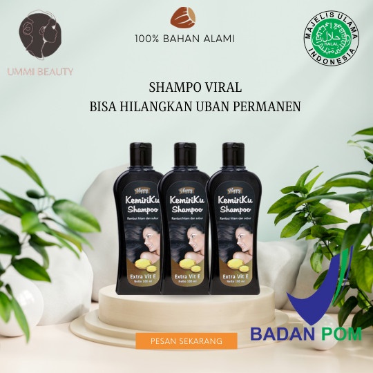 Paket Hemat 3pcs Happy Kemiriku Shampoo Penghilang Uban