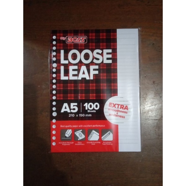 

kertas binder loose leaf A5 bergaris per pak isi 100 lembar big boss