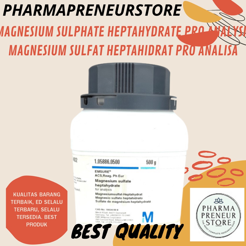 MAGNESIUM SULFATE HEPTAHYDRATE / MAGNESIUM SULFAT HEPTAHIDRAT PRO ANALISA 5 KEMASAN MERCK BEST QUALITY