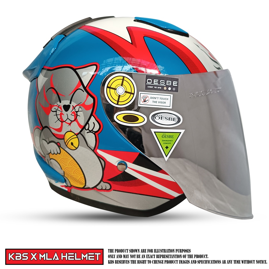 HELM HALF FACE KBS MLA DJ MARU MOTIF SOLID KACA SINGLE VISOR SILVER UNTUK PRIA DAN WANITA DEWASA COD