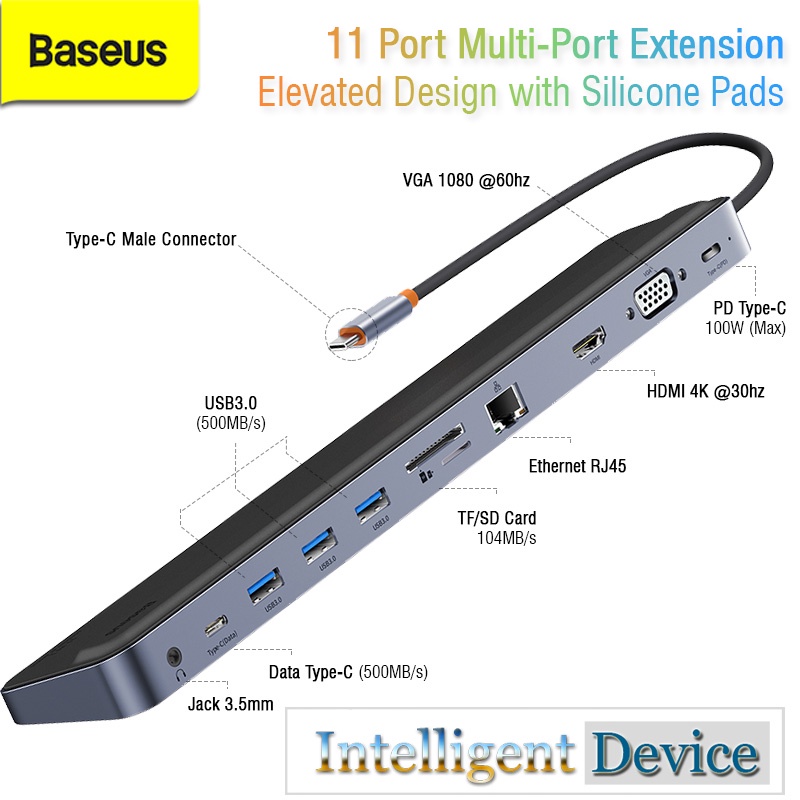 Jual BASEUS 11 in 1 Multi Port Extension HUB USB type C Stand EliteJoy