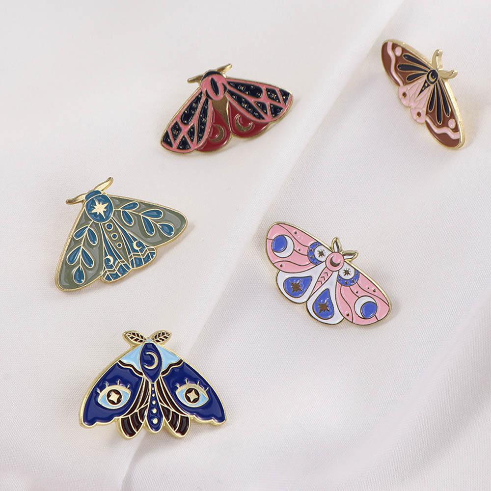 Mxbeauty Kupu-Kupu Ngengat Enamel Pin Lucu Fashion Sederhana Mantel Aksesoris Perhiasan Aksesoris Warna Emas Perhiasan Hadiah Kartun Bros Pin