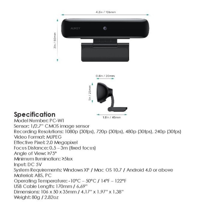 AUKEY PC-W1 - STREAM Series - 1080P Webcam