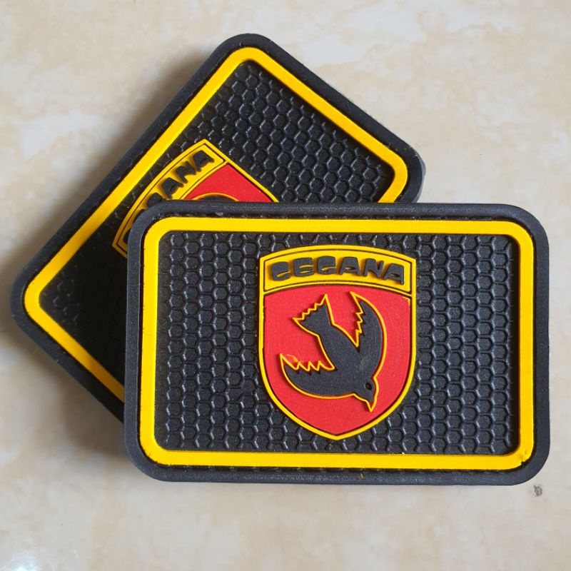 patch rubber logo gegana kotak lis kuning - rubber patch polisi - polri - tempelan emblem karet