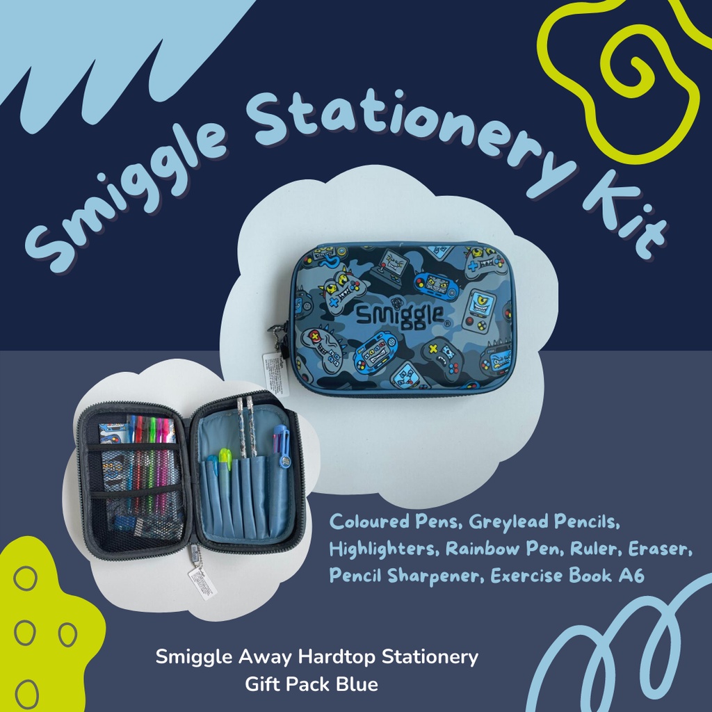 

SMIGGLE AWAY HARDTOP STATIONERY GIFT PACK BLUE GAMEBOT ORIGINAL / TEMPAT PENSIL