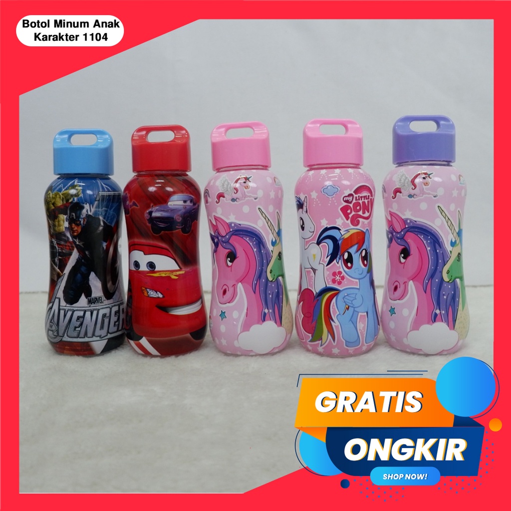 365 WATER BOTTLE #41095 Botol Minum Anak Karakter Fancy BPA Free Dengan Sedotan