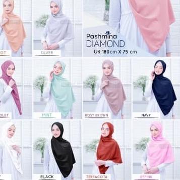 PASHMINA DIAMOND HIJAB PANJANG JILBAB SEGI EMPAT POLOS PANJANG - NAVY