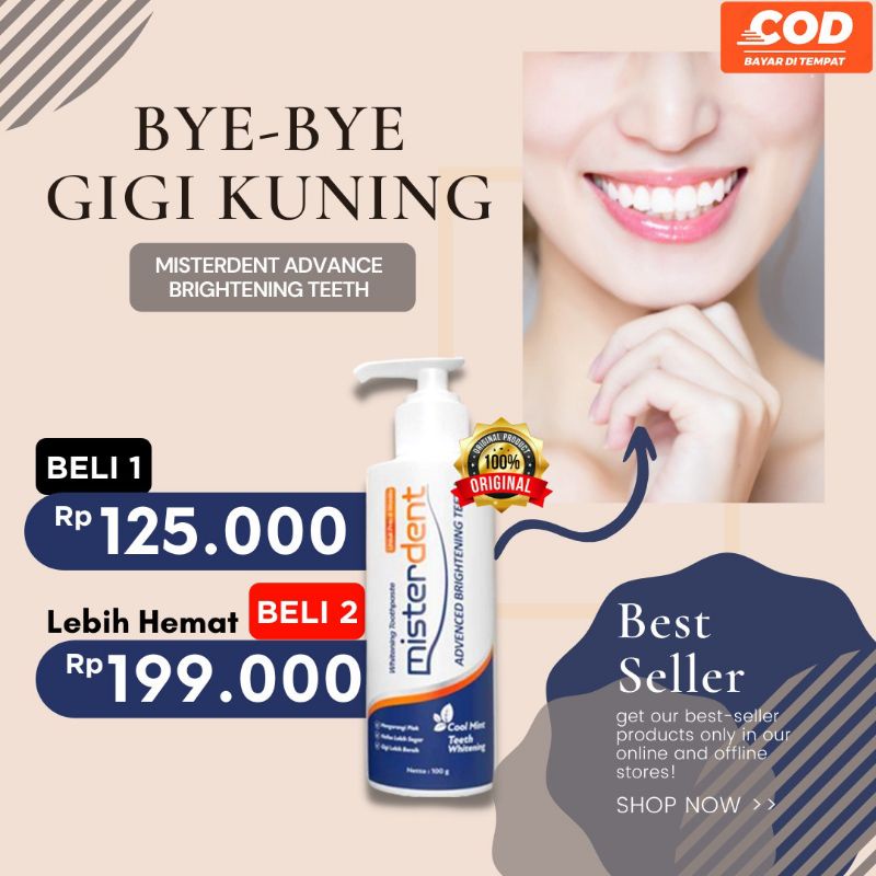 MISTERDENT ADVANCED BRIGHTENING ATASI GIGI KUNING SECARA INSTAN