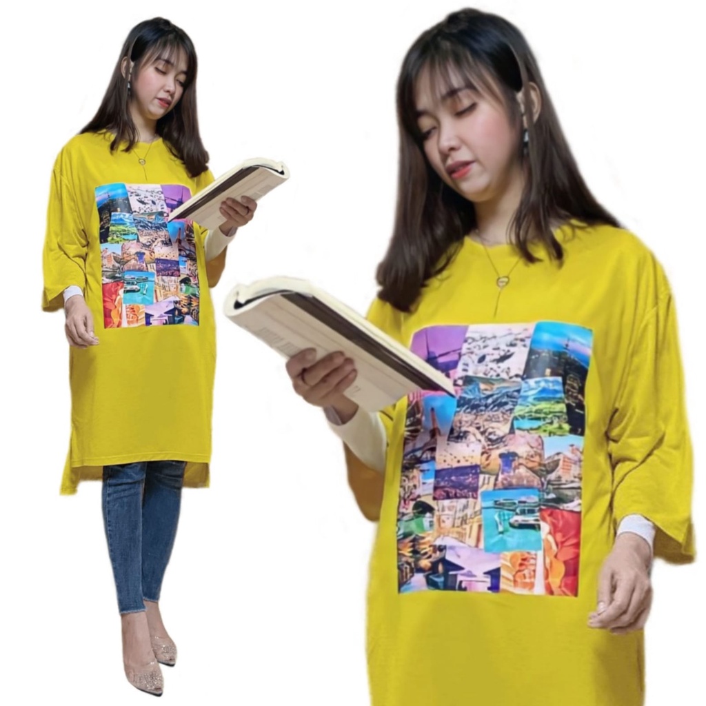 LD 120 TUNIK OVERSIZE PENGUIN KAOS VIRAL BAJU WANITA MULIM HIJAB FRENDLY BASIC