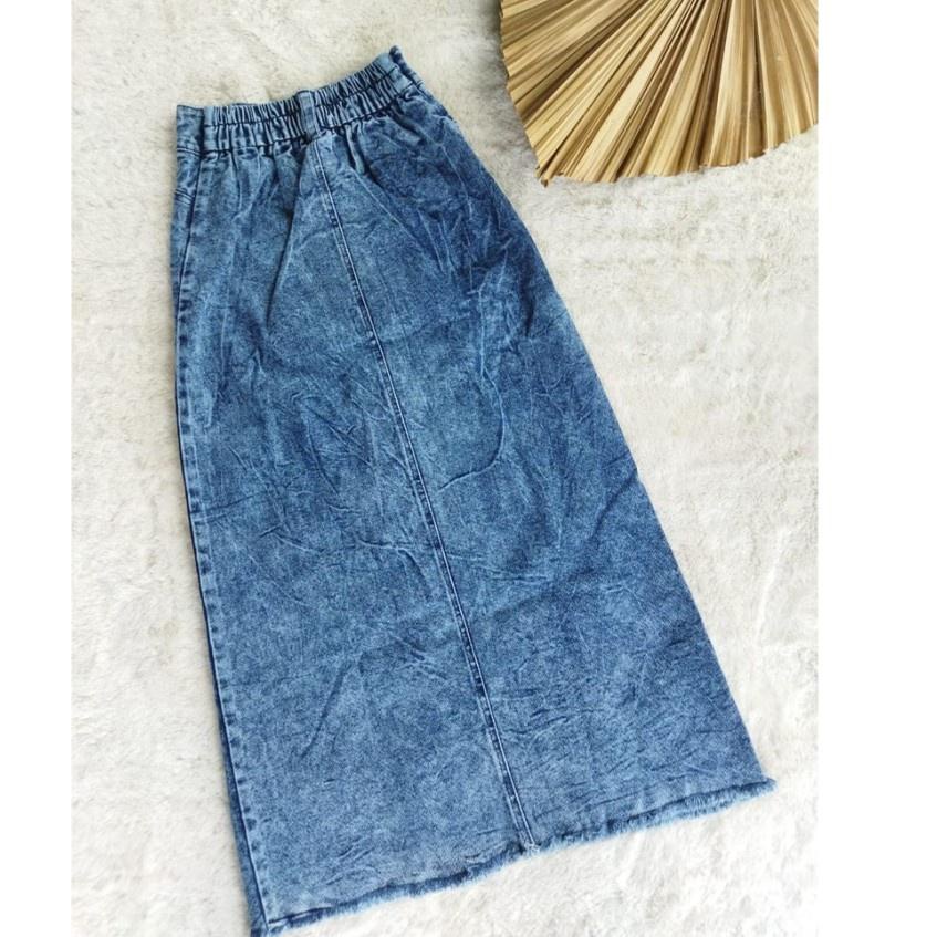 Stok Terbatas Rok Jeans Span Panjang Gisca Kancing Depan Murah//Rok jeans wanita terbaru 2021/ Rok j