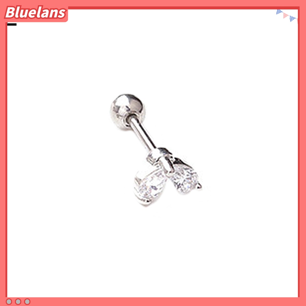 1pc Anting Stud Cubic Zirconia Inlaid Bentuk Bunga Bintang Bulan Untuk Wanita