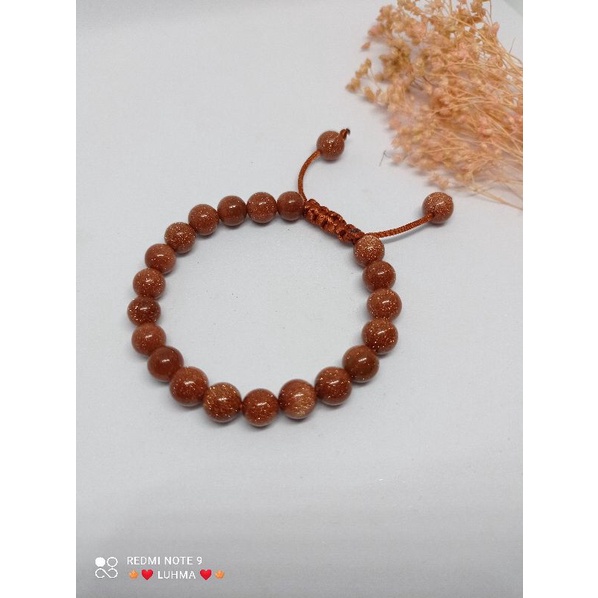 GELANG BATU ALAM/GELANG BATU PASIR EMAS COKLAT/GELANG BATU8MM/GELANG BATU ASLI