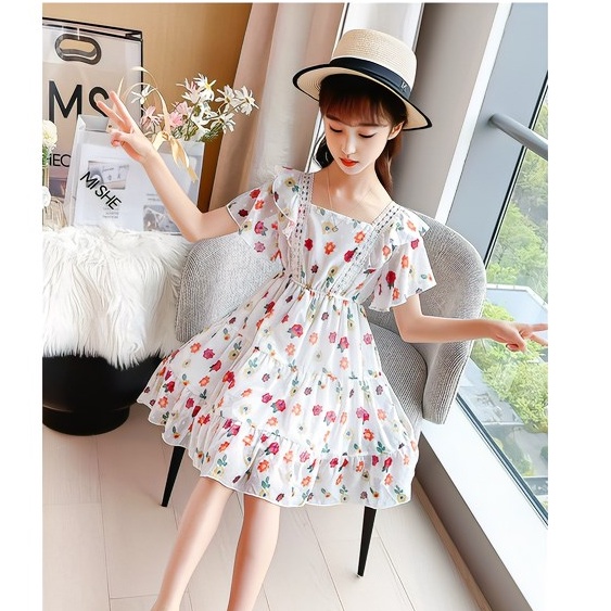 DR65-Dress Anak Perempuan Chiffon Flower Kesli