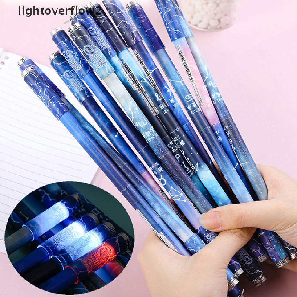 (lightoverflow2) 1pc Pulpen Gel Magnet Dengan Lampu Warna-Warni Untuk Pelajar