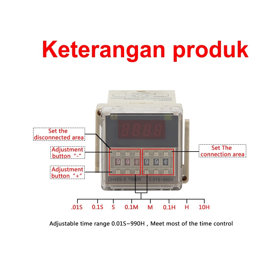 [HAEBOT] Digital Timer DH48S-S Relay Twin Counter PLC 220VAC Penetas Telur Mesin Tetas Penghitung Waktu