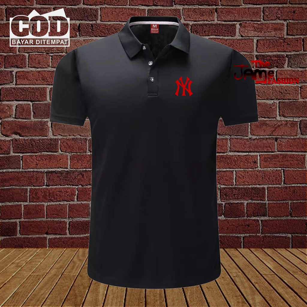 Promo Cod Kaos Distro Polo Kerah NY Quality Merah Premium Quality Atasan Pria Wanita Promo Termurah