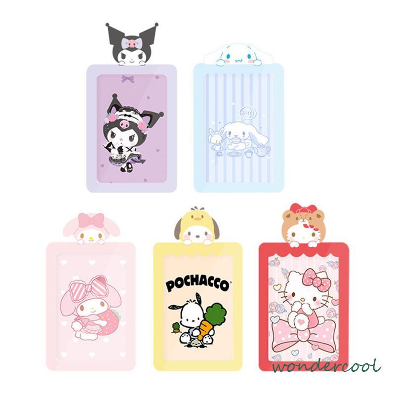 Sanrio Tali Lanyard Holder Kartu ID /Tempat kartu transparan/ Foto Motif Kartun /Kredit Dengan Tali Lanyard/Waterproof Office Supplies Card Holder Cover-Won