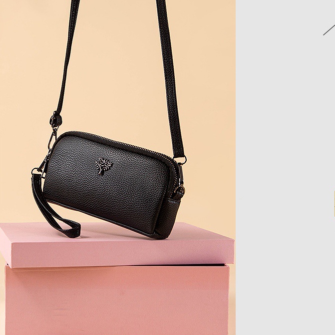 TAS SELEMPANG WANITA KULIT HITAM TERVIRA TALI KOREA TA677B5 PENDEK KECIL FASHION KEKINIAN SIMPLE SLI