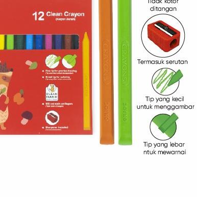 

Joyko CLEAN Crayon Set Oil Pastel / Krayon Joyko Anak Bentuk Pensil - 24 Warna