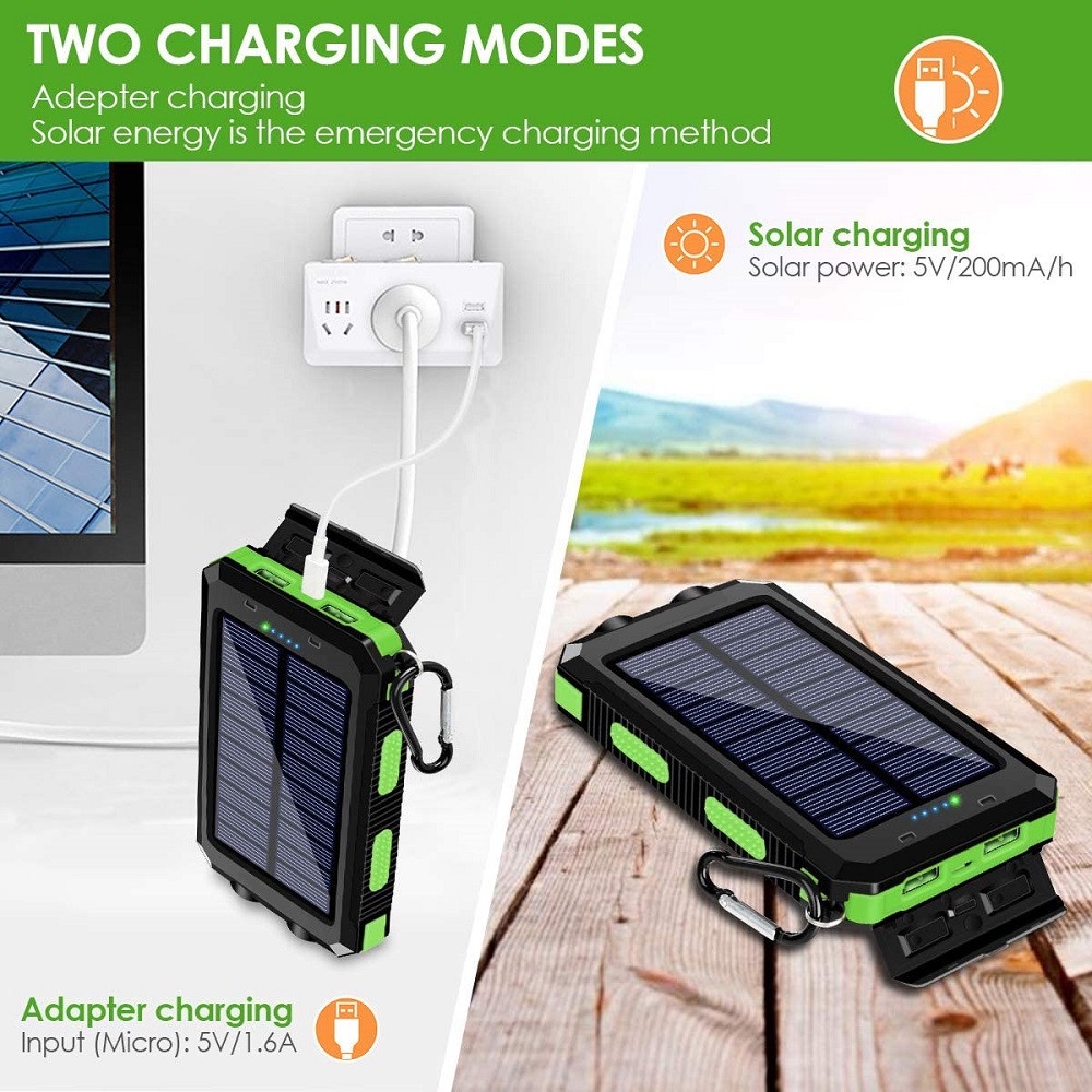 Solar Powerbank 50000mAh Bank Daya berkapasitas tinggi Tahan Air Drop-proof dan Tahan Lama 2 Output Pengisian Cepat