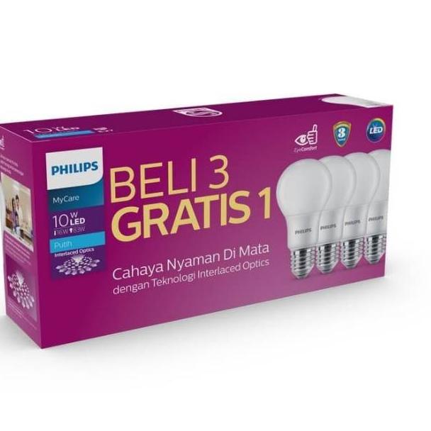 "RSK.18Oc22ᴰ" PHILIPS LAMPU LED BULB MULTIPACK MYCARE PAKET ISI 4 LAMPU 10W 10WATT 10 W PUTIH GARANS