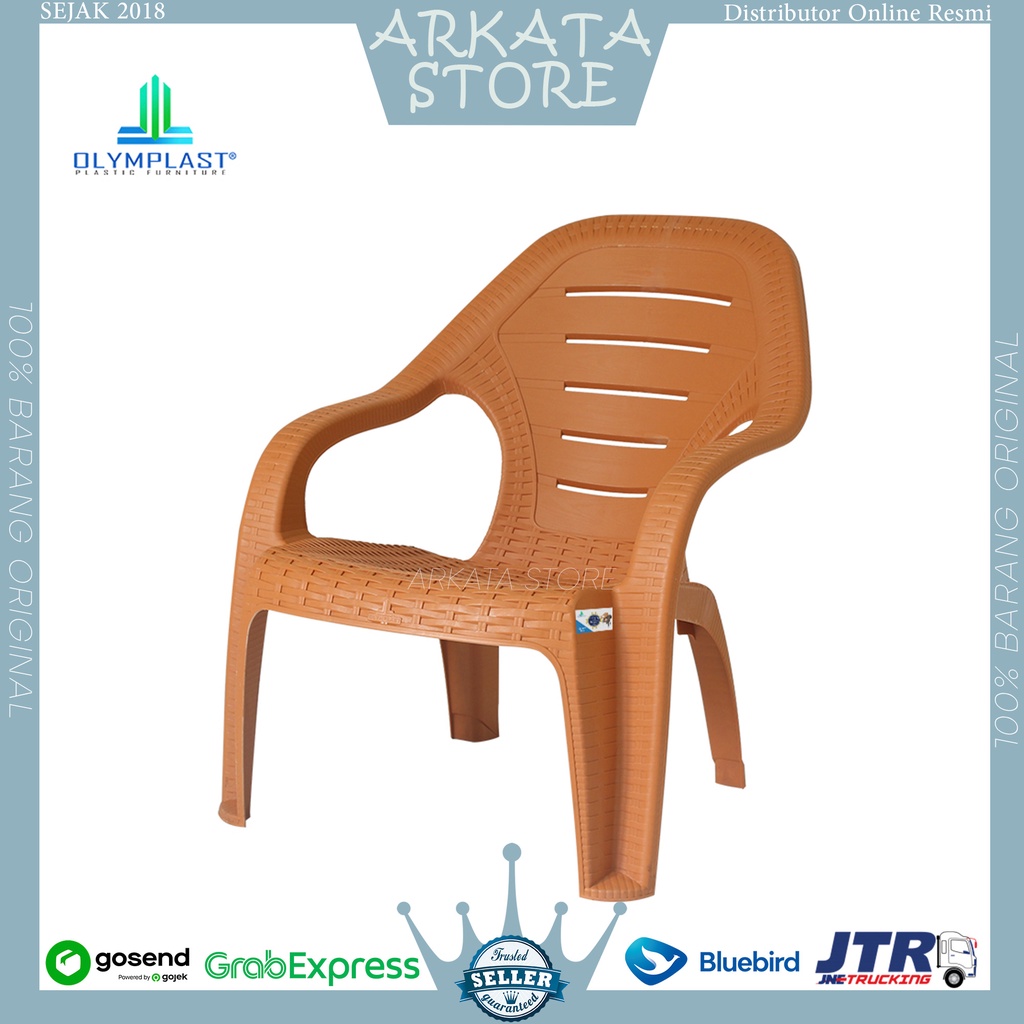 OL 509 - Olymplast Kursi Santai Modern / Bangku Sandar Plastik Rotan Anyam Anyaman Pendek / Kursi Te