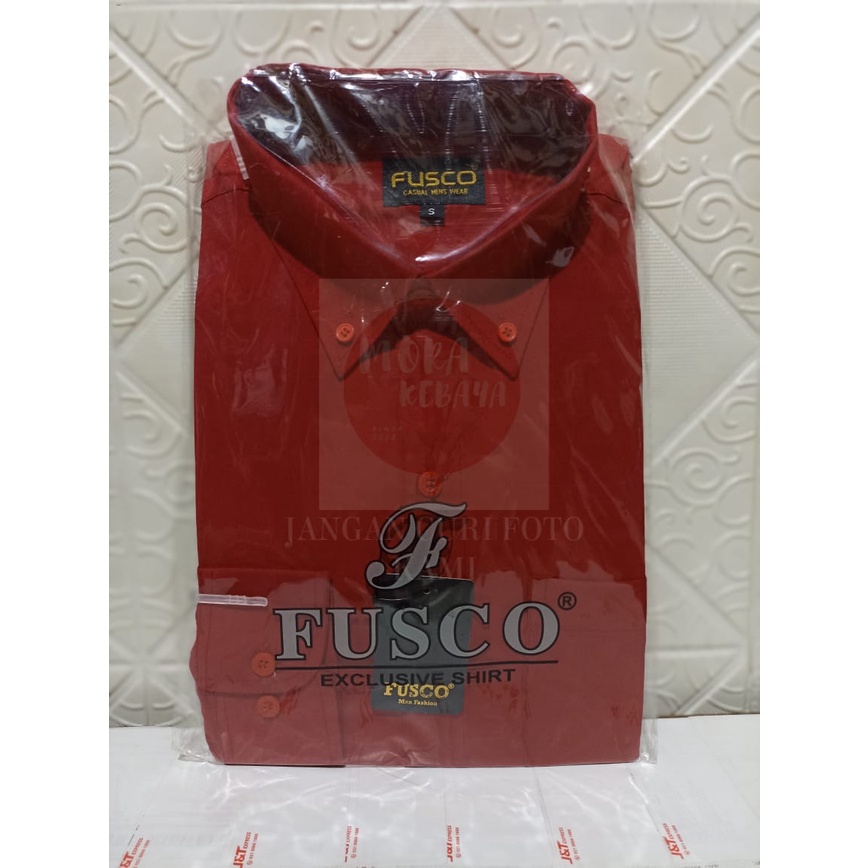 Kemeja polos reguler lengan panjang merah fusco_kemeja kerja_kemeja pria_kemeja kuliah_kemeja formal_kemeja