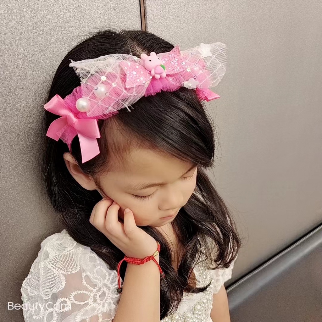 (Hello Girl)B48 Bando Anak Bando Mutiara Kelinci Import