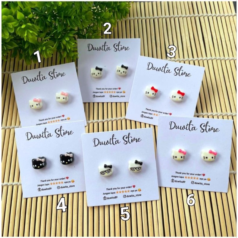 HANDMADE ANTING TUSUK PLASTIK ANAK/DEWASA MOTIF HELLO KITTY (LIMITED EDITION)