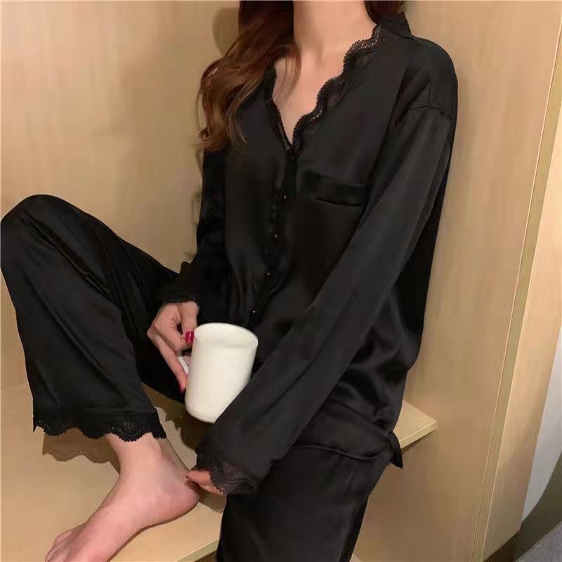 [COD] Piyama lengan celana panjang baju tidur pajamas wanita sutera satin premium impor adem hadiah ulang tahun korea korean sleapwear sutra es