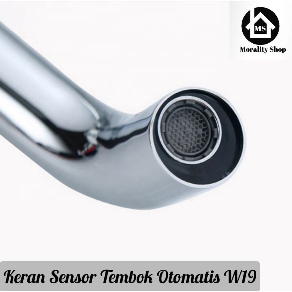 Kran Tembok Wastafel Sensor Otomatis Chrome W19-Wall Sensors Brass Faucet Auto Cold Only Keran air Washtafel Cuci Tangan