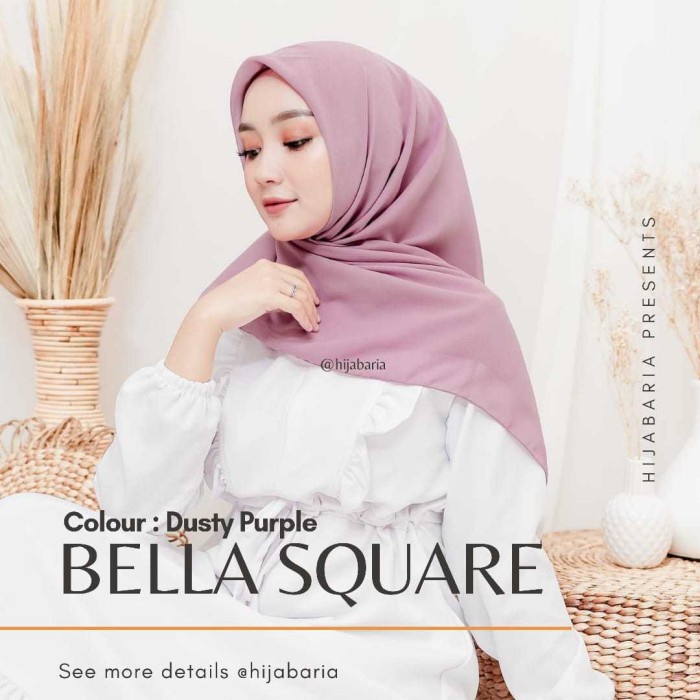 Hijab Naburjustore Kerudung Segi Empat Polos - Dusty Purple | Bella Square Hijab Harian