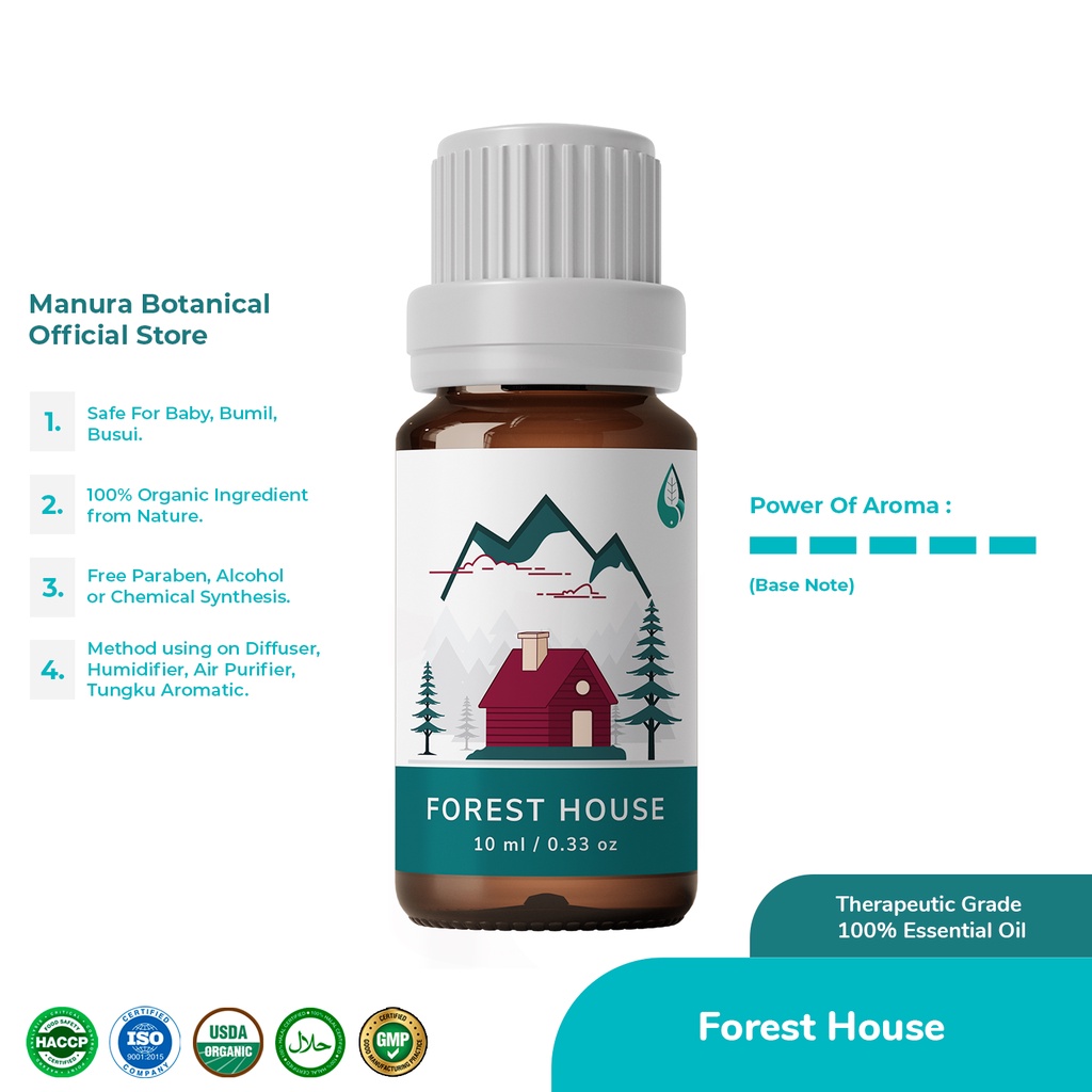 Manura - Forest House Oil Aroma Hutan Pinus Certified Organic &amp; Therapeutic Grade Natural 100%