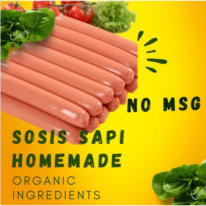 SOSIS SAPI HOMEMADE NO MSG COCOK UNTUK ANAK-ANAK (ISI 15 PCS/PACK)