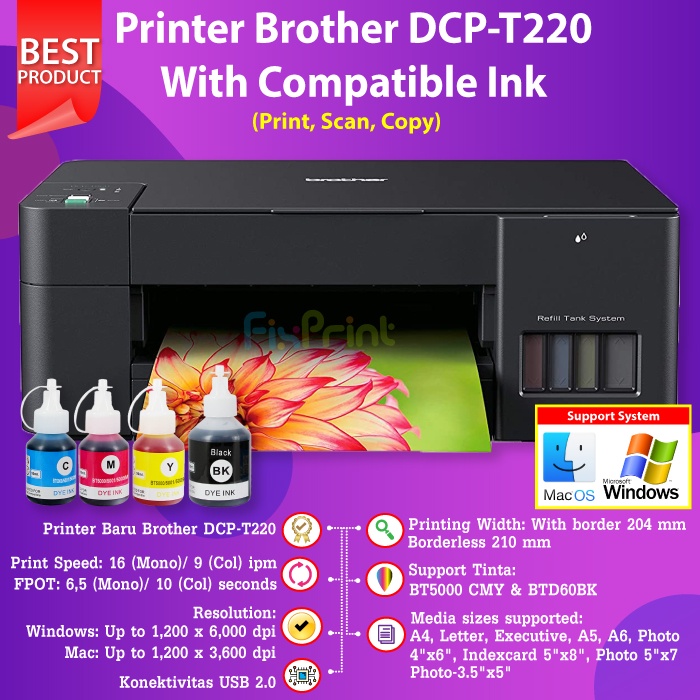 Printer Brother Ink Tank DCP-T220 New