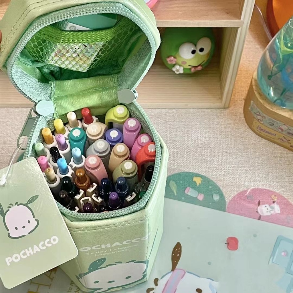 ✺Sera Sera Sanrio ritsleting heksagonal vertikal tempat pensil untuk siswa khusus niche non-tabrakan lucu gadis jantung tas alat tulis
