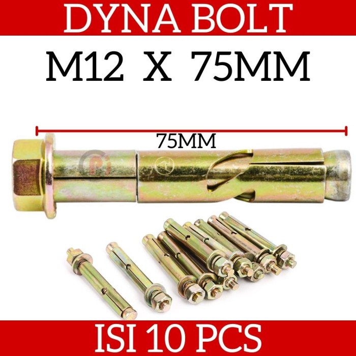 Isi 10 Pcs Baut Tanam Tembok Dynabolt Dyna Bolt 12 x 75 mm M12 x 75mm