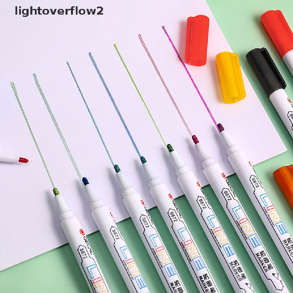 (lightoverflow2) 8 / 12pcs / Set Spidol marker Garis Ganda Untuk Dekorasi diary / Pelajar