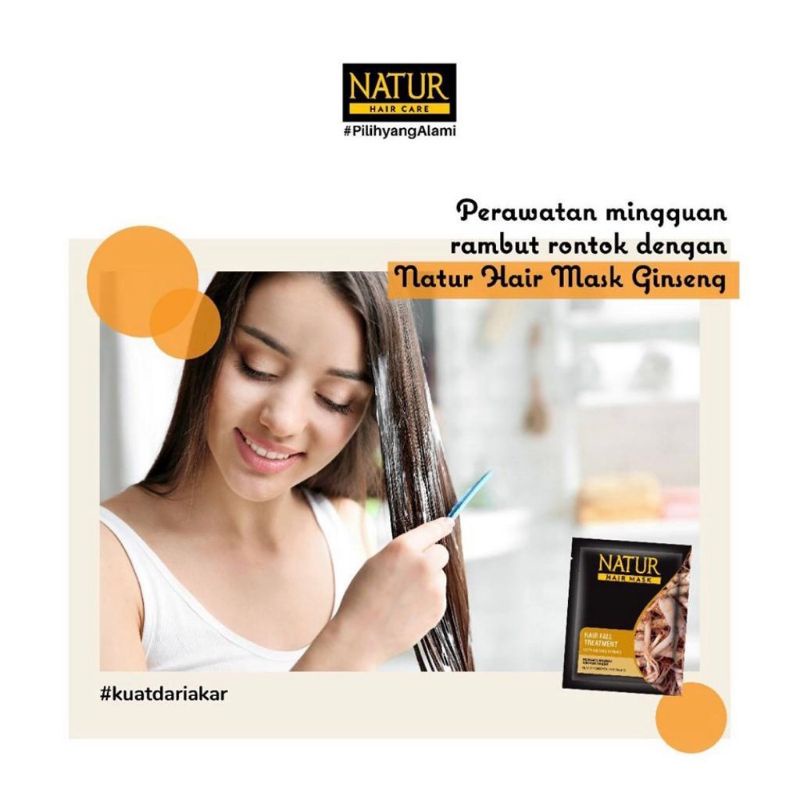 NATUR Hair Mask Nutritive Ginseng Extract / Aloe Vera / Olive Oil &amp; Vitamin E 15gr