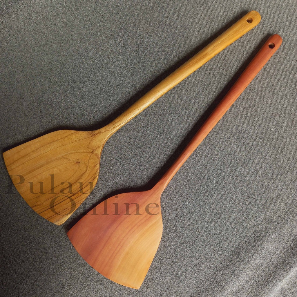 Spatula kayu kipas - Sutil kayu sawo panjang 35 cm - Spatula Tumis