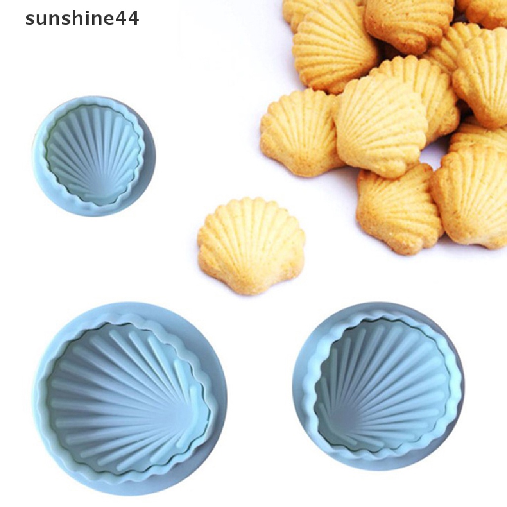 Sunshine 3pcs Cetakan Pemotong Fondant Bentuk Kerang Untuk Dekorasi Kue