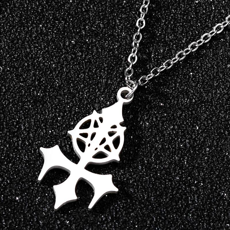 Kalung Rantai Liontin Salib pentagram satanic Simbol Gaya gothic Eropa Amerika