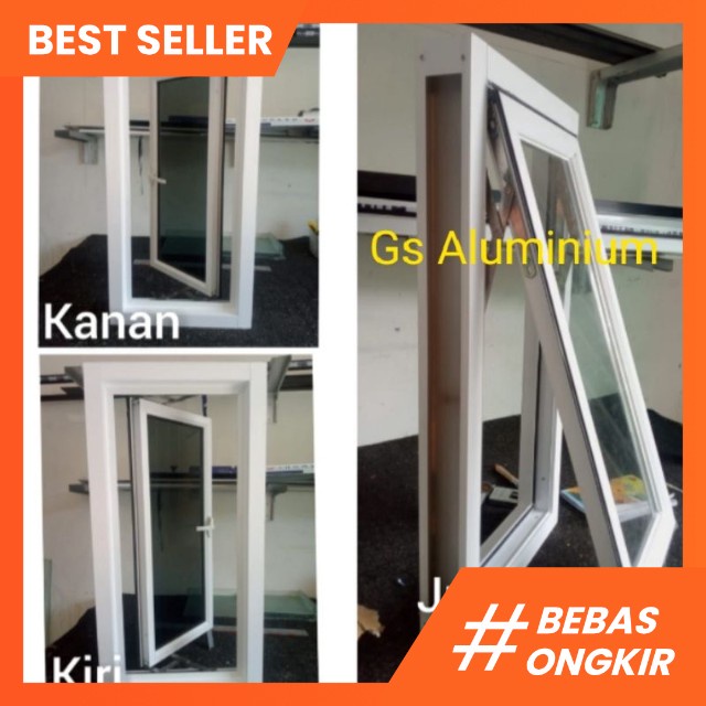 KUSEN JENDELA ALUMINIUM KACA 50X100 LENGKAP TINGGAL PASANG