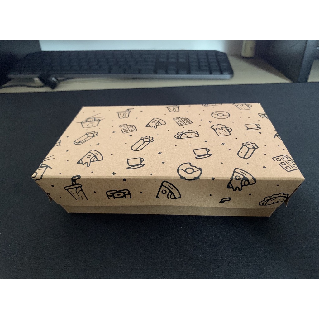 PAPER LUNCH BOX MOTIF LAMINASI KRAFT KOTAK TAKEAWAY EKONOMIS SIZE M