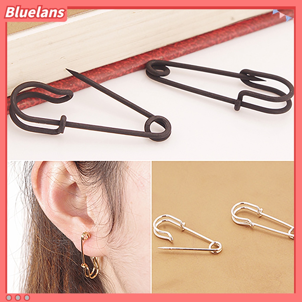 Bluelans 1 Pair Women Fashion Creative Copper Clip Type Safety Pin Ear Studs Earrings Jewelry