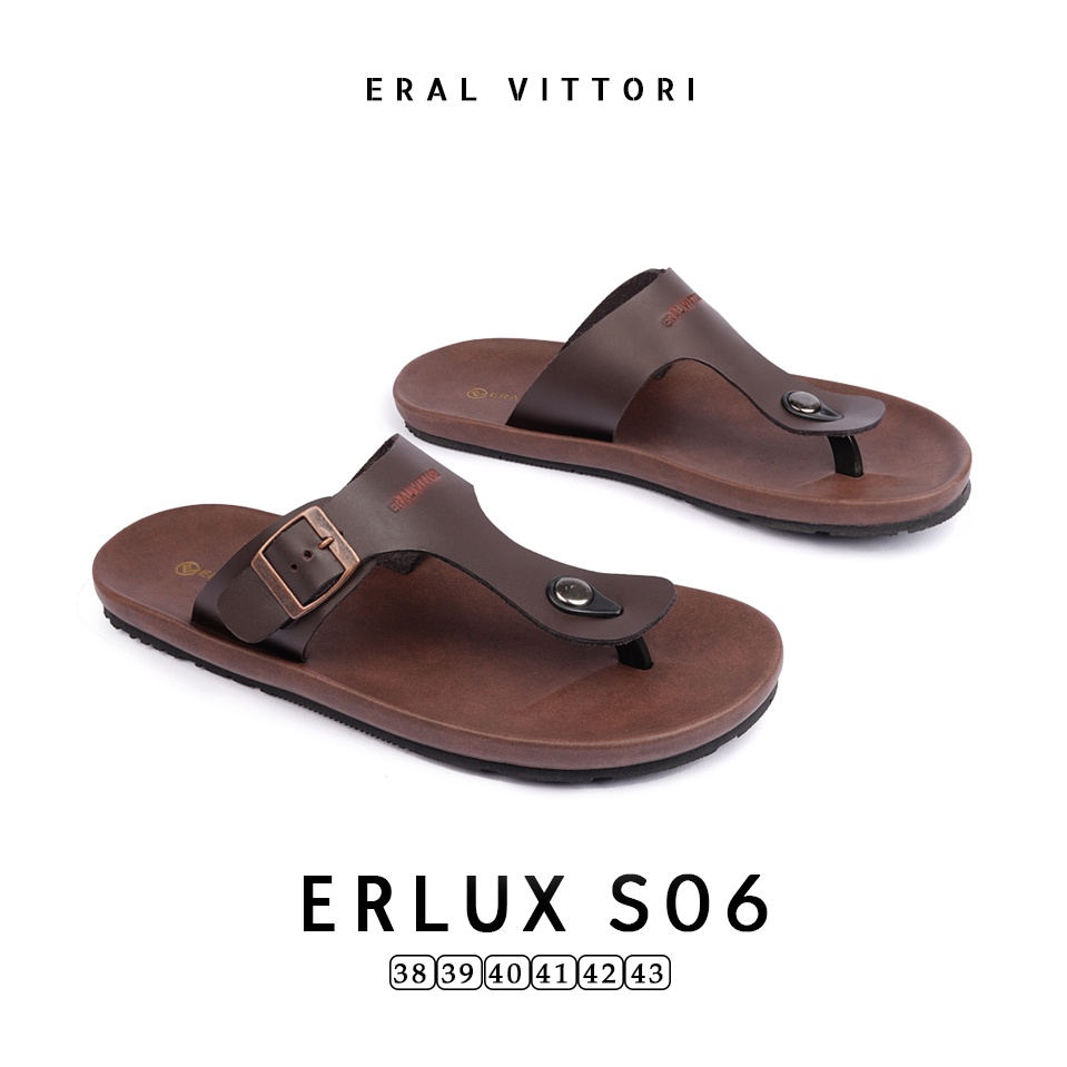 Eral Vittori - Erlux S06 Sandal Pria Kulit Harian Santai Coklat