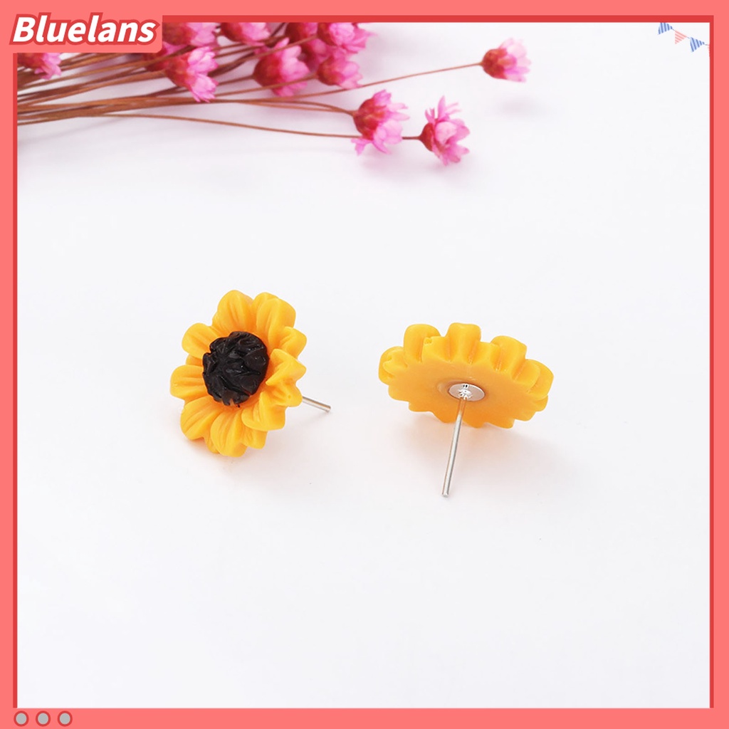 4pcs / Set Kalung Cincin Bentuk Bunga Matahari Daun Bahan Stainless Untuk Wanita