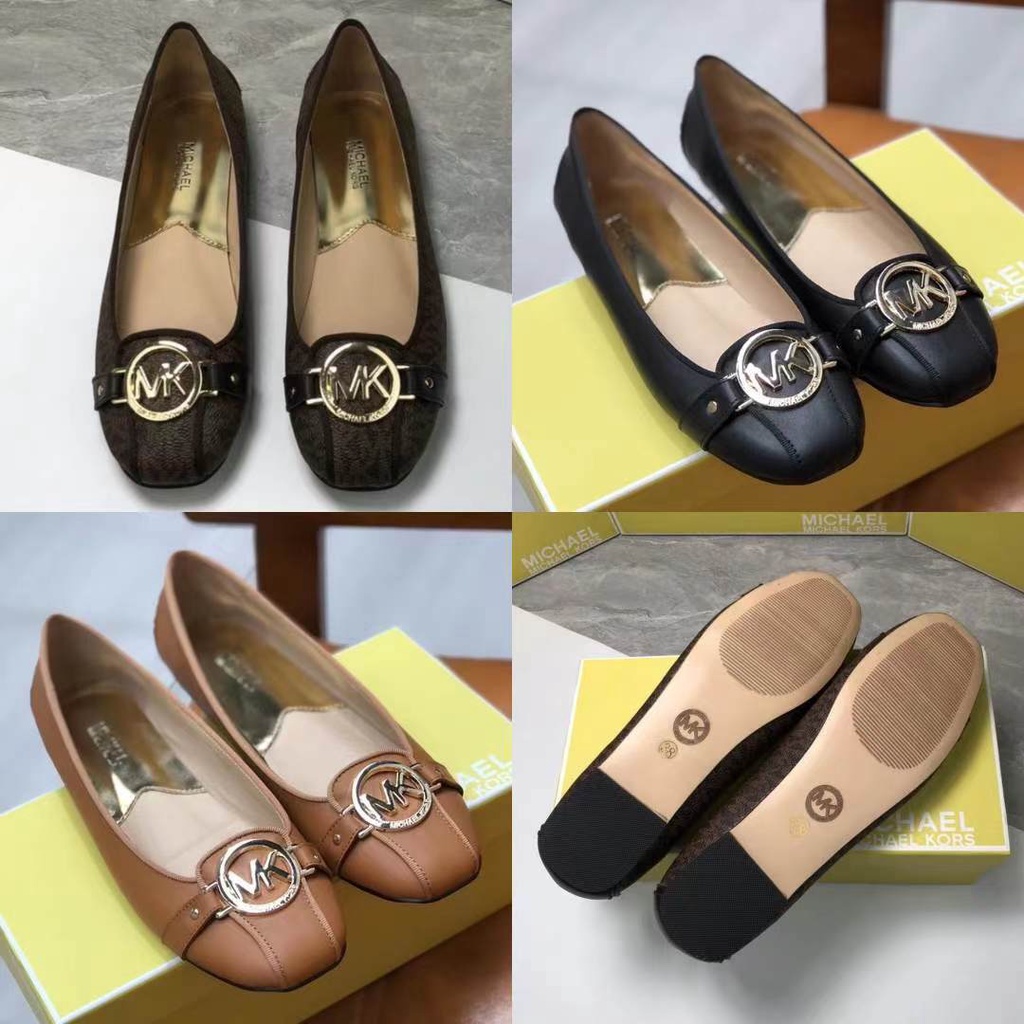 [Instant/Same Day] M-K  Michael Kors  SMK03  SMK04  spring and summer new style round toe shallow mouth flat bottom ladies casual shoes, leather ladies small leather shoes Fabric: cowhide + sheepskin cushion + non-slip wear-resistant outsole   xie