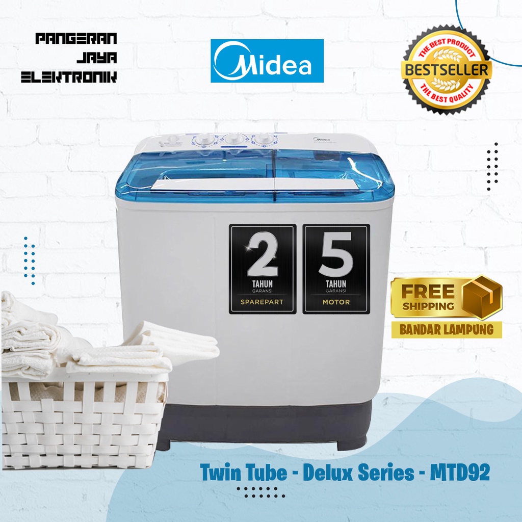 Mesin Cuci Midea 2 Tabung Kapasitas 8 Kg MTD92
