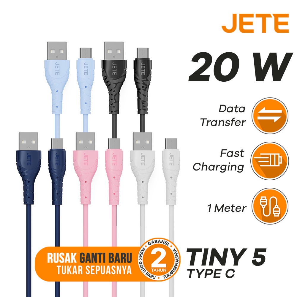 Kabel Data Kabel USB Type C Fast Charging with LED Light JETE Tiny 5 - Garansi 2 Tahun